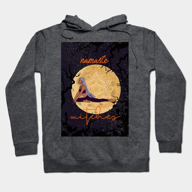 Halloween Namaste Witches Yoga girl Hoodie by Sierraillustration